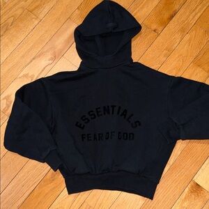 Kids Fear of God Essentials Black Pullover Hoodie